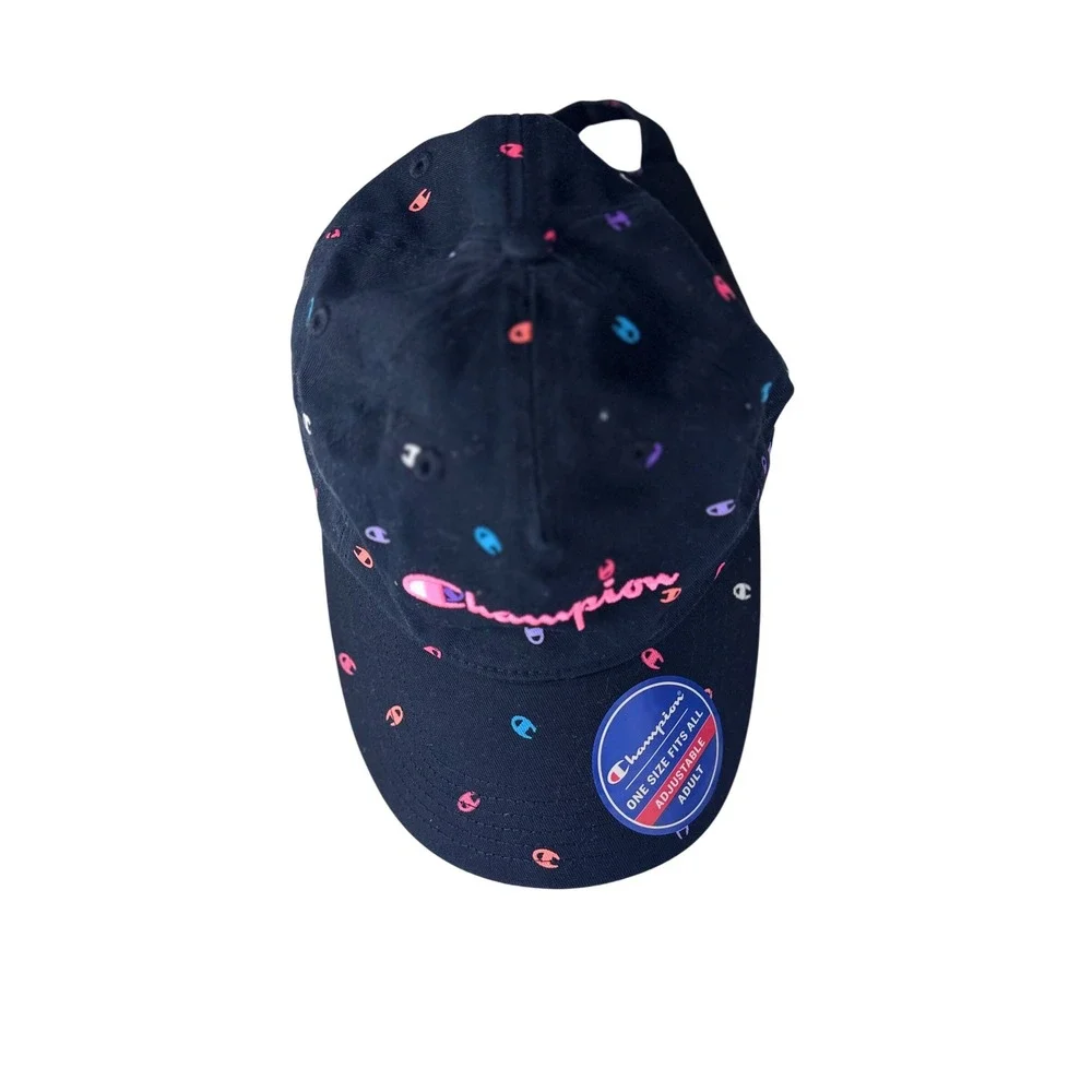 Champion‎ Womens Navy All Over Logo Baseball Cap One Size Fits All